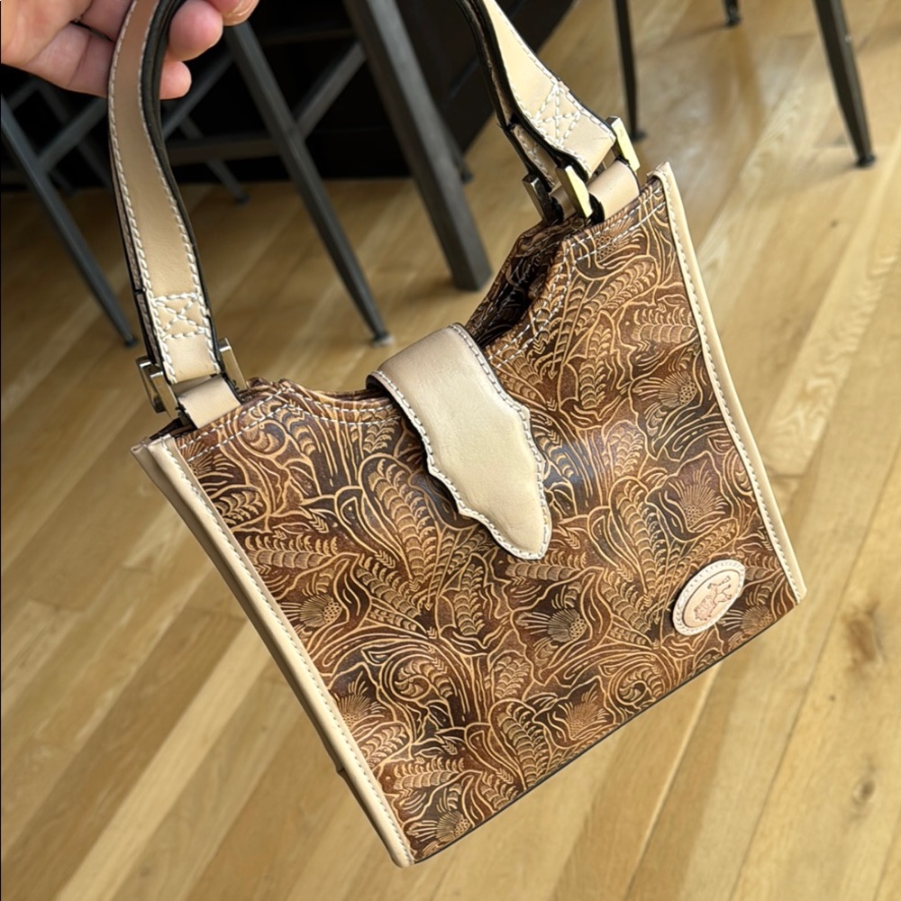 NWOT Boutique Western Floral Embossed Mini Shoulder Bag Horse Concho